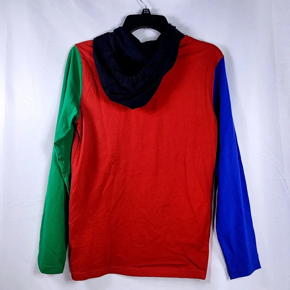 Polo Ralph Lauren Colorblock Hooded‎ Long Sleeve T Shirt Mens XS Classic Retro